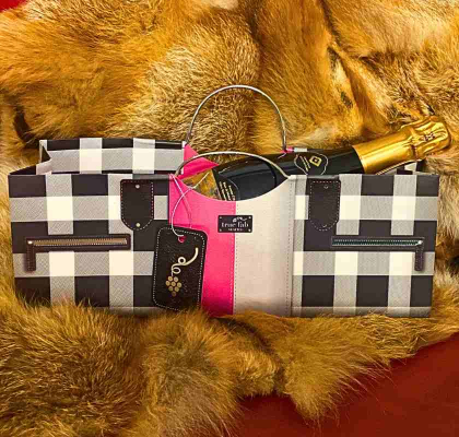 Pursebag Fashionista med champagneflaska p rvplls - CakeWalk Presentvska till flaska