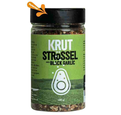 Burk med strare med KRUT krydd-strssel med black garlic