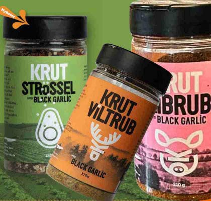 3 burkar KRUT vilt, rib & strssel med black garlic