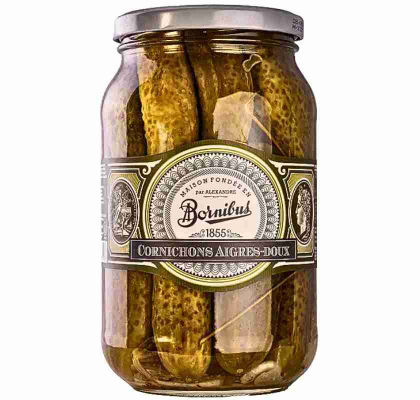 Cornichons aigre-doux inlagda gurkor i glasburk 860 gram Maison  Bornibus