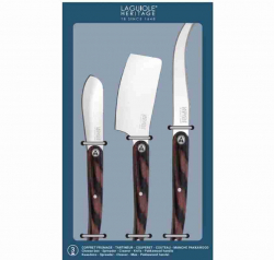 Ostset med 3 ostknivar Laguiole mörkt trä