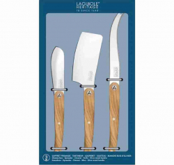 Ostset med 3 ostknivar Laguiole olivträ